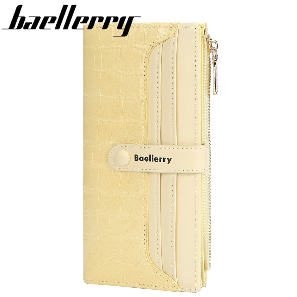 Baellerry New Womens Genuine Leather Wallets Large Capacity Long Purses for Women with Phone Pocket Zipper Soft Leather Wallet Ladies Clutch Purse Card Pack