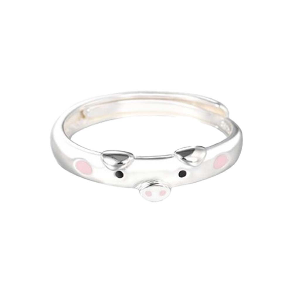 nhẫn Hình Heo Tráng Men Màu Hồng Dễ Thương Nhẫn Hở Cặp Đôi Hình Thú May Mắn Cho Nam Nữ Điều Chỉnh Được/YIDA