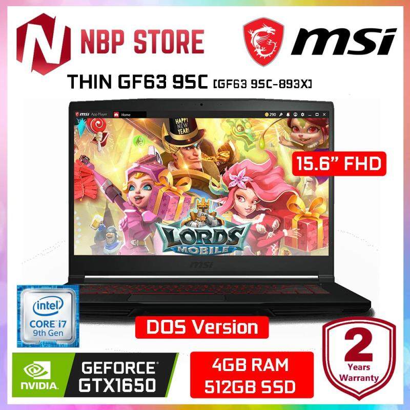 MSI THIN GF63 9SC-893X 15.6 FHD IPS Gaming Laptop Black ( i7-9750H, 4GB, 512GB SSD, GTX 1650 4GB, DOS ) Malaysia