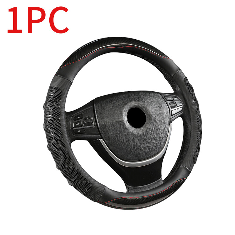 5D Car Steering Wheel Covers Interior Carbon Fiber Auto Steering Cover Anti-slip Wear-resistant Four Season Steering-Wheel Cover