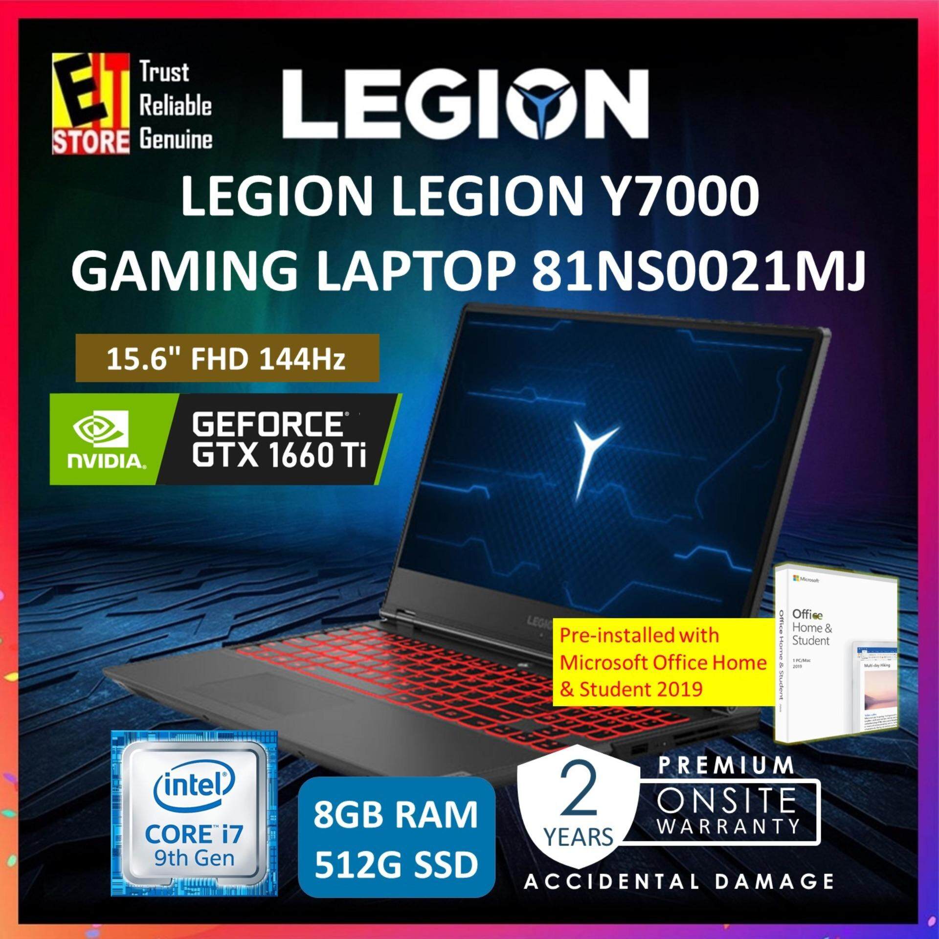 LENOVO LEGION Y7000 GAMING LAPTOP 81NS0021MJ (I7-9750H/8GB /512GB SSD /GTX 1660 TI 6GB/15.6 FHD 144HZ/W10/MS OFFICE HOME & STUDENT/2YRS) Malaysia