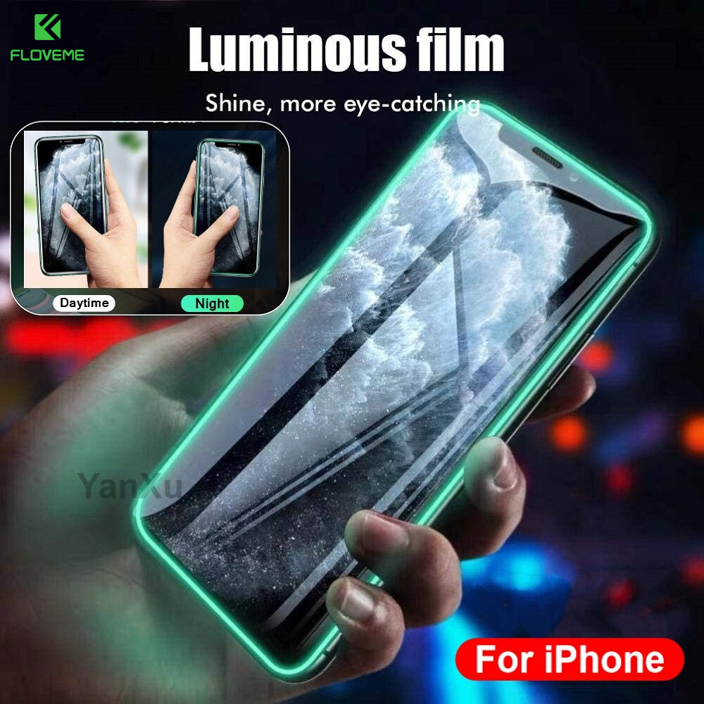 Floveme 3/2/1 Pieces Pack for IPhone15 Pro Max 14 Plus 14 13 12 11 XR XS Max X Luminous Tempered Glass Screen Protector Glowing Protective Film