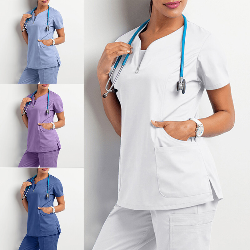 2sql Women Care Workers V-Neck Short Sleeve Solid Stretch Nurse Uniform With Pocket T-Shirt Nursing Scrub Top Beauty Salon | Lazada.vn 2Sql Women Care Workers V-Neck Short Sleeve Solid Stretch Nurse Uniform With Pocket T-Shirt Nursing Scrub Top Beauty Salon | Lazada.Vn