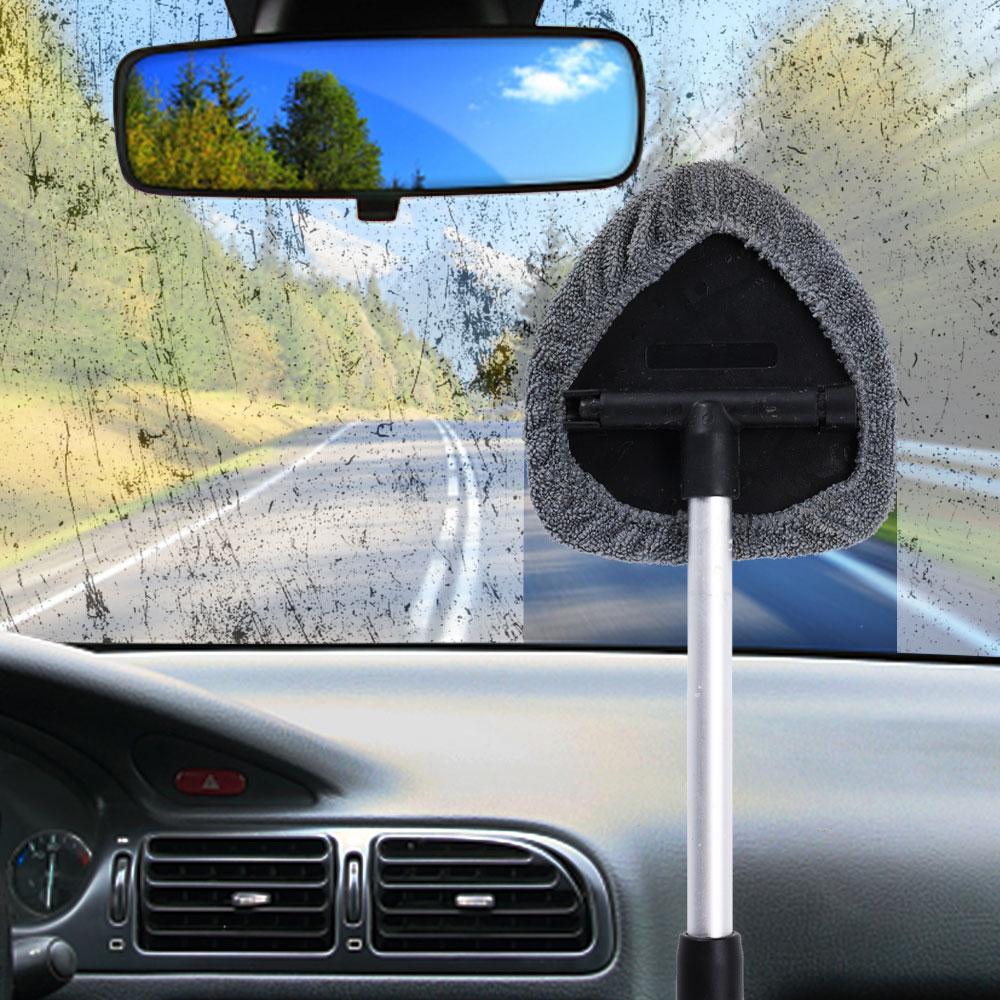 Car Windshield Cleaner Brush Auto Window Glass Washer Wiper Telescopic Handle Soft Towel Brush Anti-fog Car Care Cleaning Tool