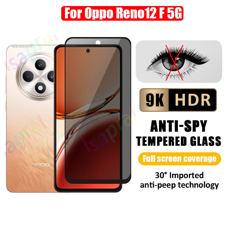 3D Privacy Screen Protector for Oppo Reno12F Reno11F 5G Full Cover Explosion-proof Anti-Peeping Tempered Glass Film