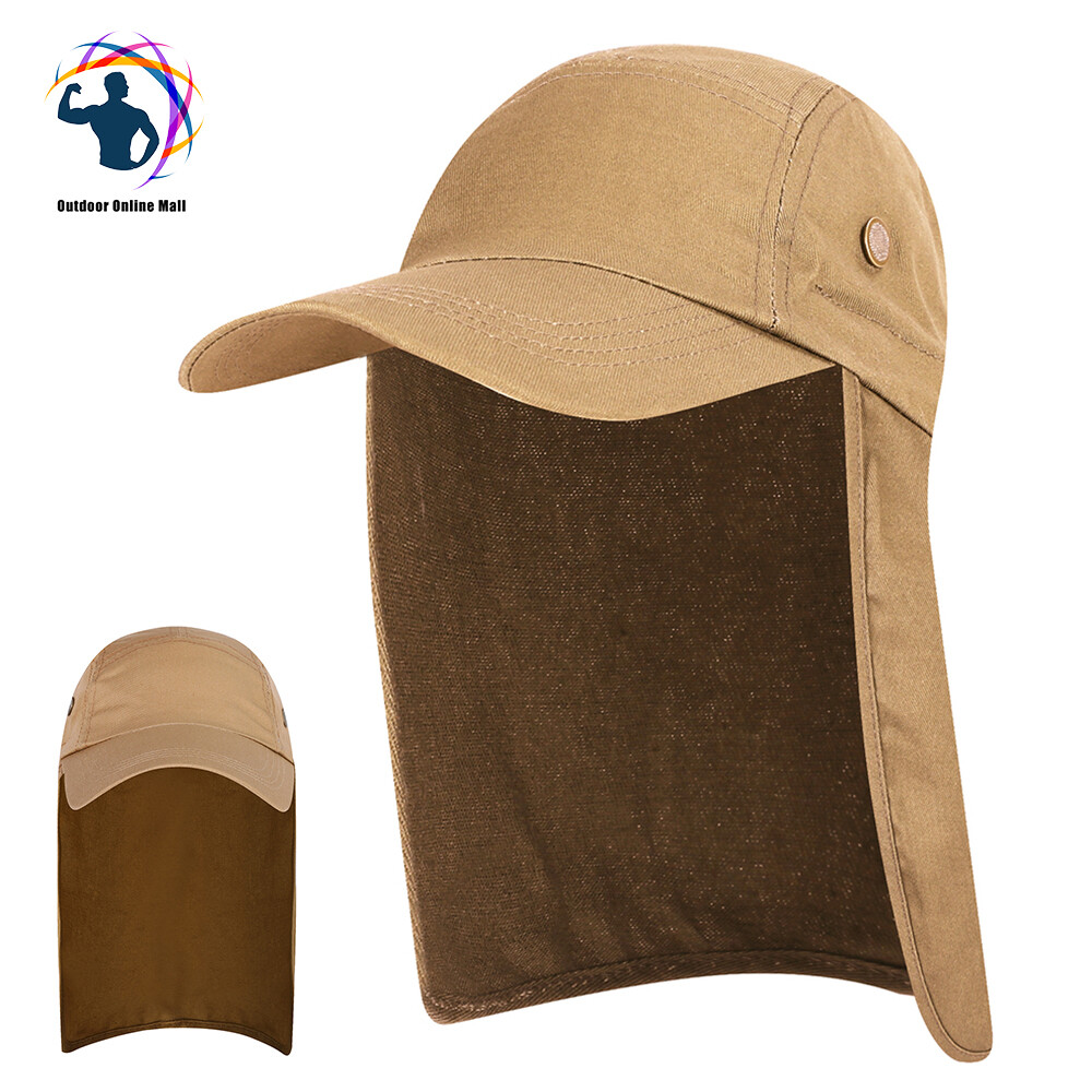 Men UPF 50+ Sun Protection Cap Wide Brim Fishing Sun Cap Hat with Neck Flap