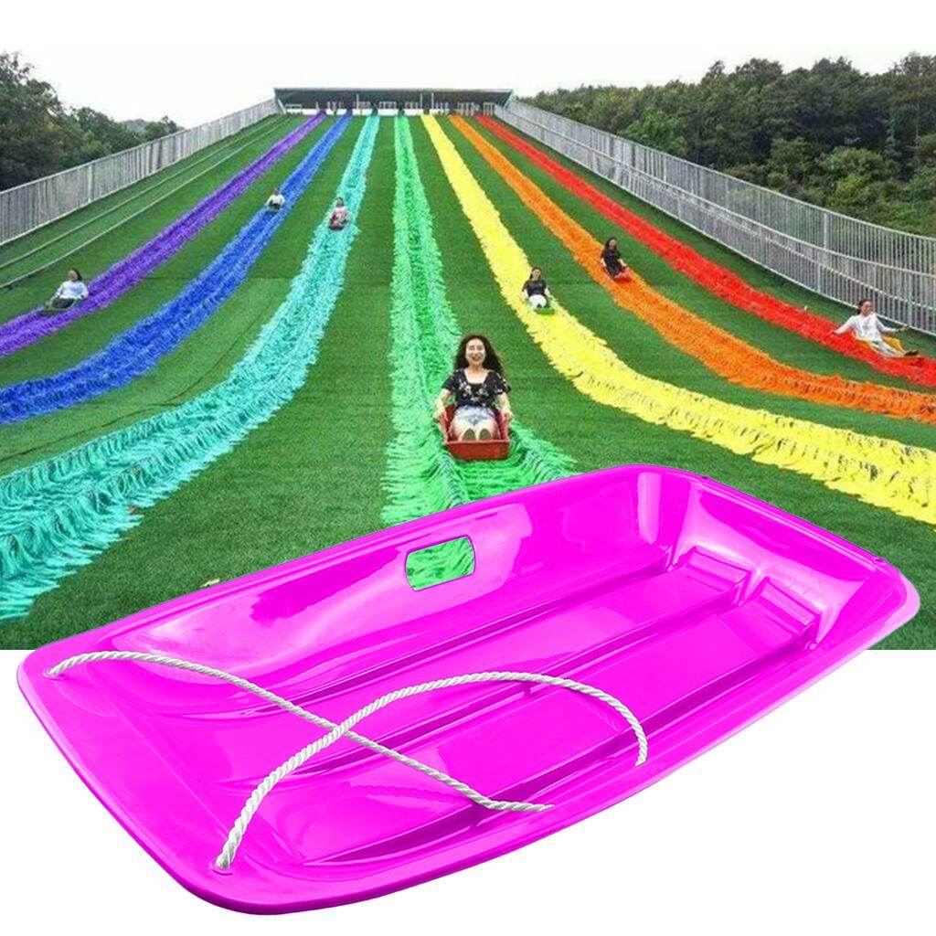 Daywolf Durable Heavy Duty Downhill Sprinter Large Toboggan Snow Sled for Kids Boys Girls Adults with Safety Handles and Pulling Rope, Grass Sand Sliding