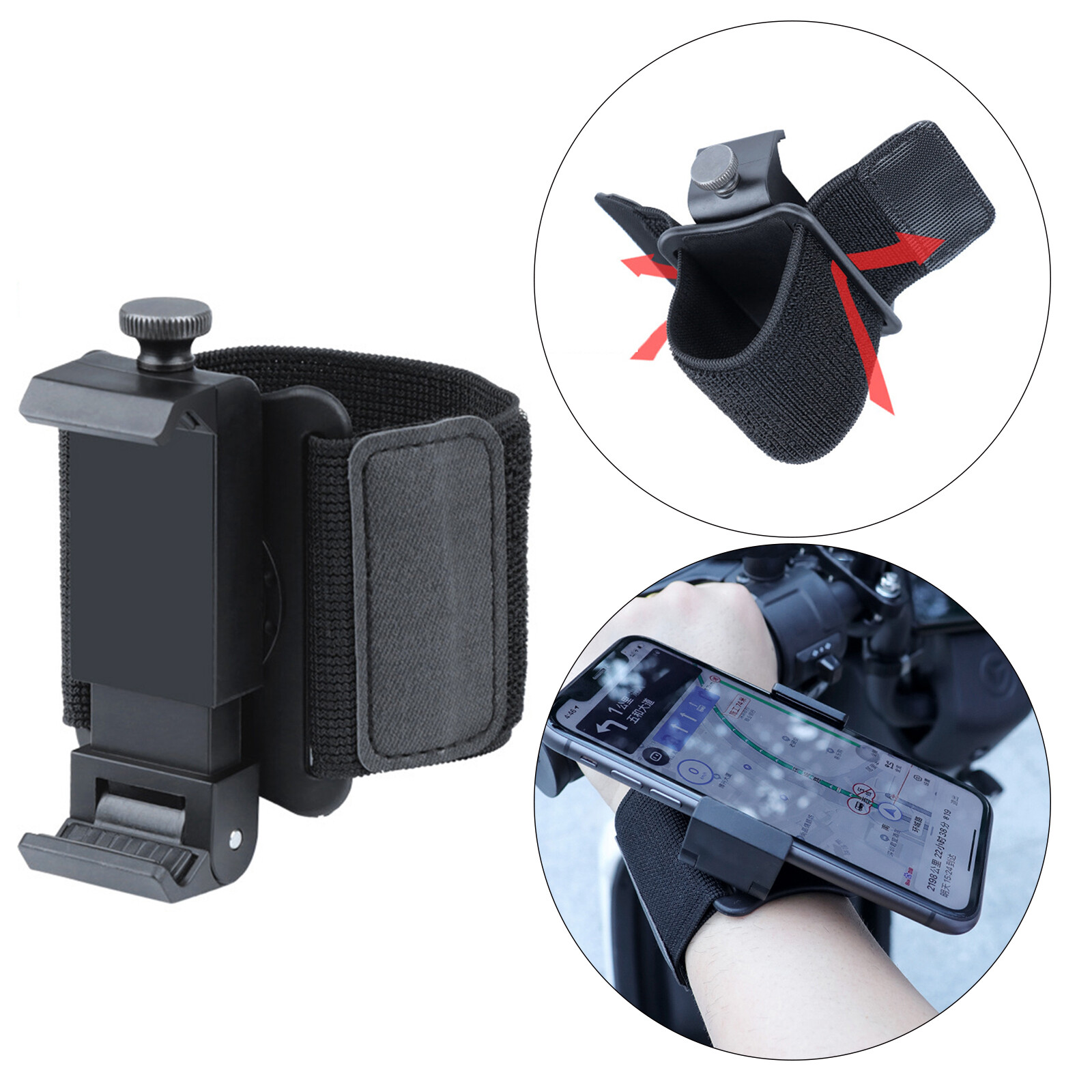 Baoblaze Bike Wristband Band Phone Holder Mount Phone Wrist Strap Holder Armband Smartphone for Running Walking Hiking Cycling