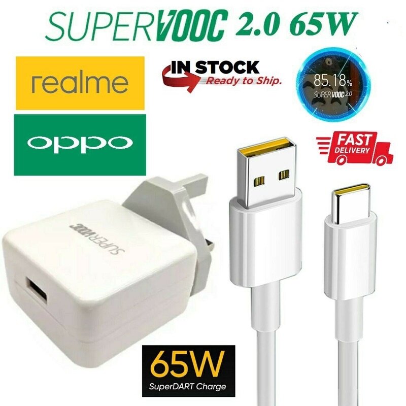 OPPO SUPER DART 2.0 VOOC 65W 100% Original Super Flash Charge Charger ...