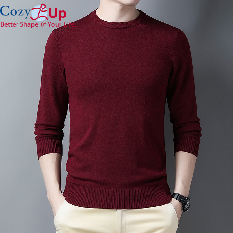 Áo Len Nam Dài Tay Cozy Up, Áo Len Dệt Kim Cổ Tròn, Mỏng, Màu Trơn