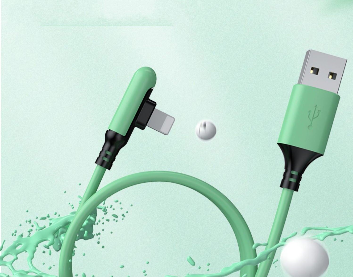 90 Degree 3A Fast Charging USB Cable Cord /Fast Charging Charger Liquid Silicone Data Cable Compatible with IPhone