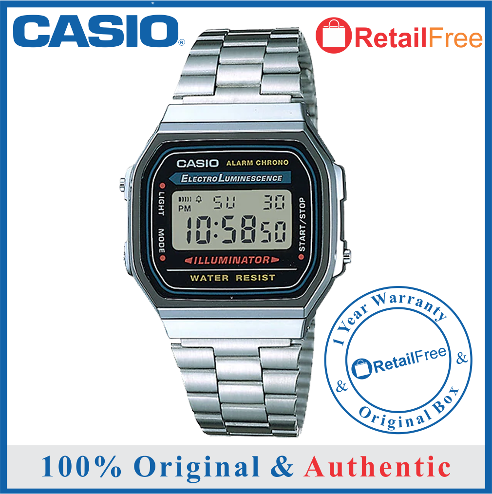 Casio 100% Original / 100% Authentic / A168WA-1WDF ORIGINAL \u0026 GENUINE  STAINLESS STEEL SILVER UNISEX WATCH Casio watch men/ casio watch for  men/watch for man/watch for men casio/ men watch / Jam