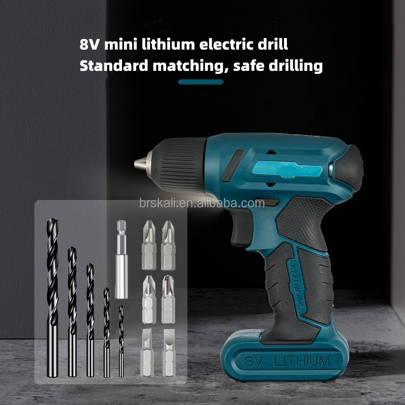 Máy khoan không dây mini 8V Máy khoan điện lithium có thể sạc lại cái khoan tay đồ điện gia dụng đa chức năng tuốc nơ vít