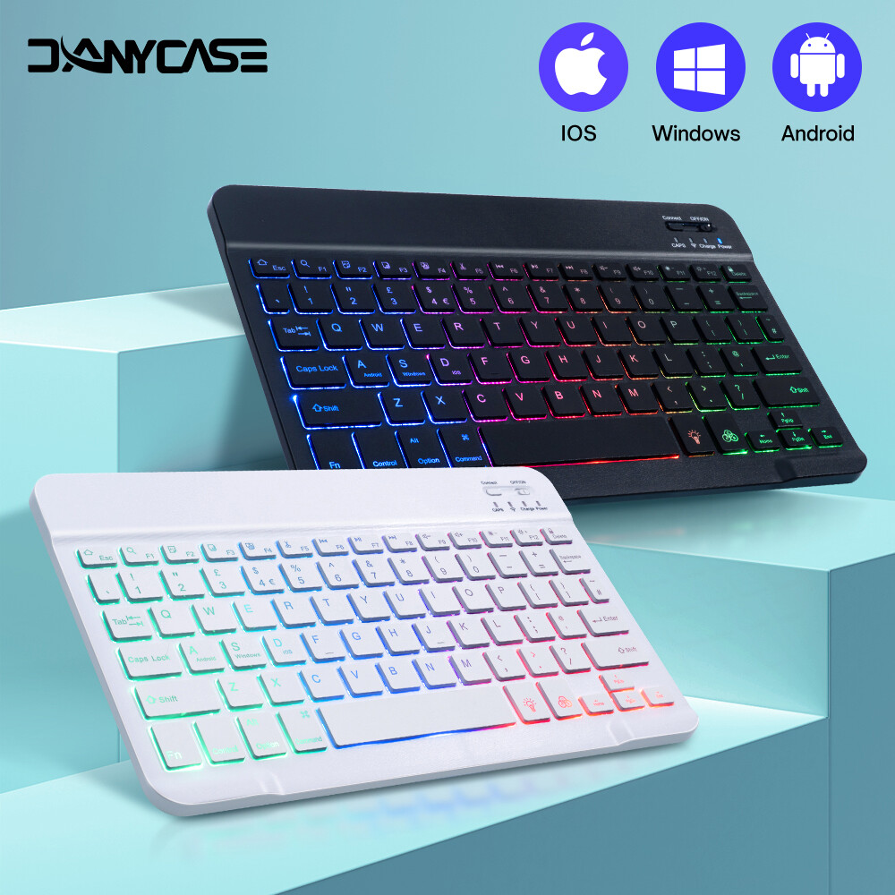 RGB Backlit Keyboard For Tablet iPad Phone PC Bluetooth-compatible Rechargeable 10inch Wireless Keyboard