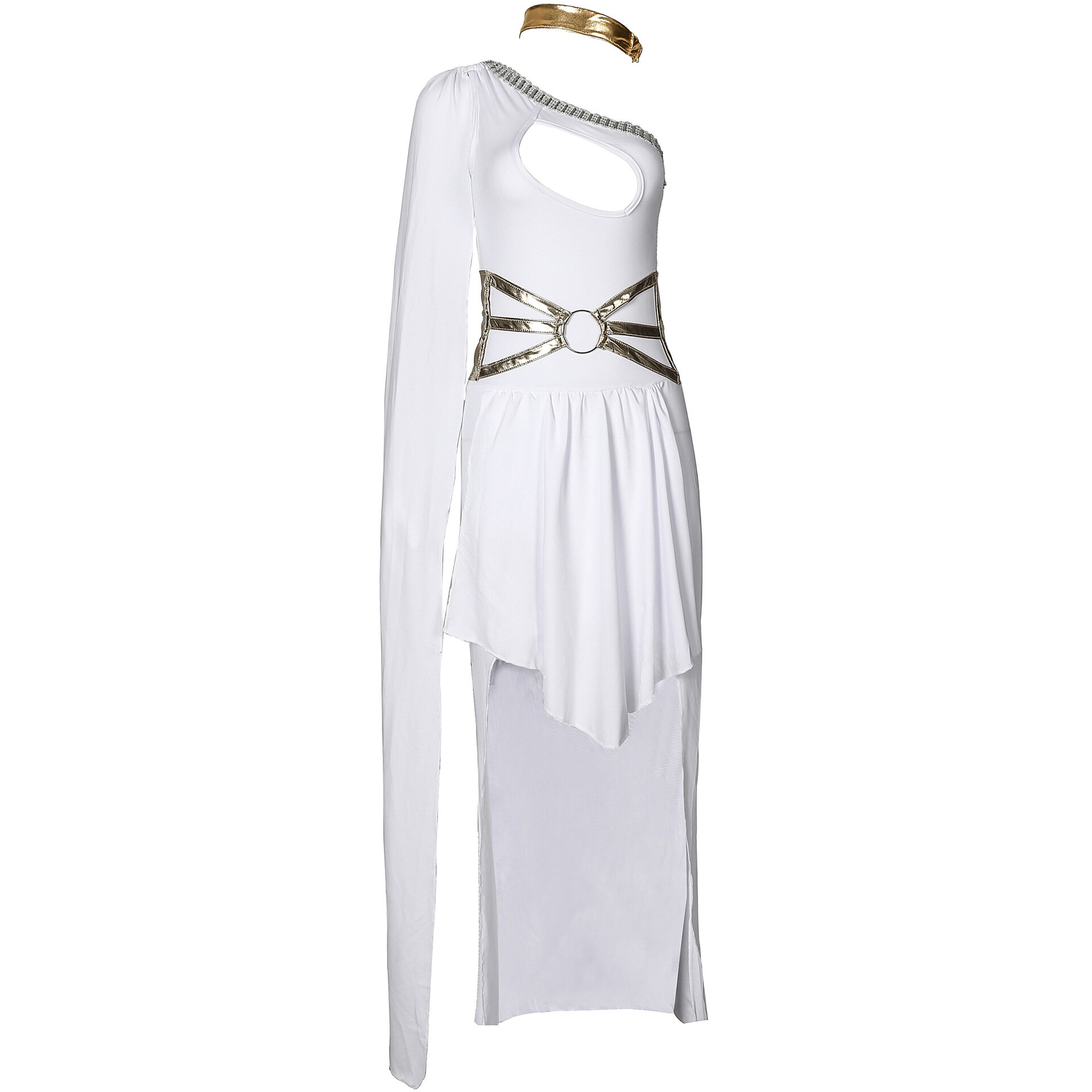 Women Greek Goddess Costume Halloween Medieval Cleopatra Cosplay Dress One Shoulder Long Dress Carnival Party Fancy Dress