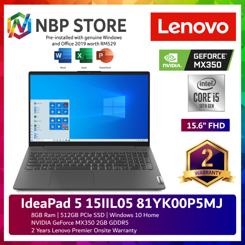 Lenovo IdeaPad 5 15IIL05 81YK00P5MJ 15.6 FHD Laptop Graphite Grey ( i5-1035G1, 8GB, 512GB SSD, MX350 2GB, W10, HS ) Malaysia