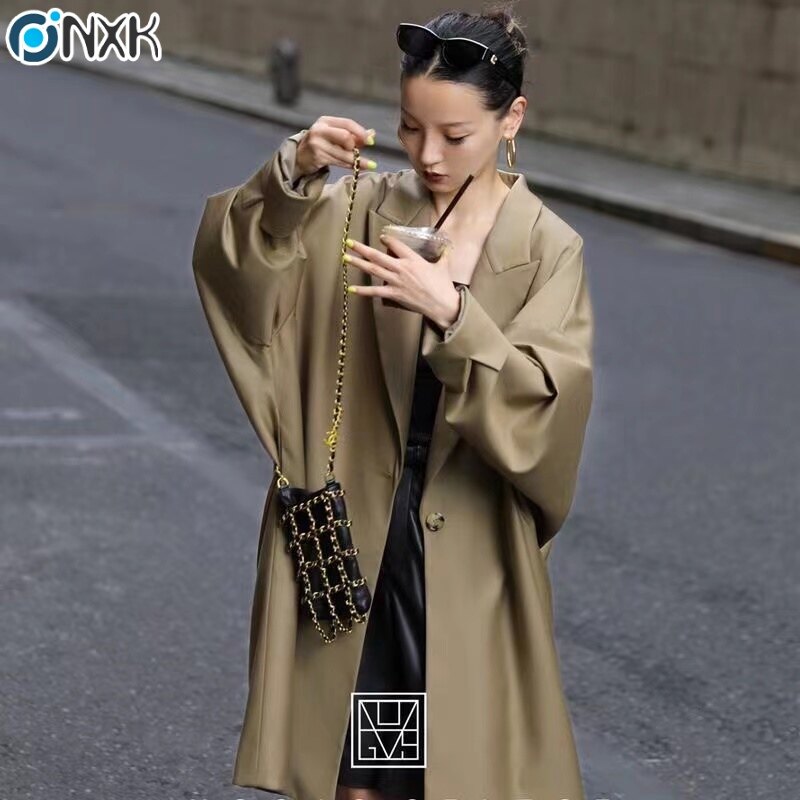 DUOHANZI Women 'S Blazer Treasure Trench Coat Heavy Texture High ...