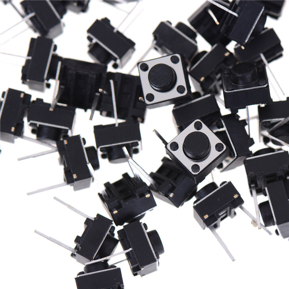 100pcs 2pins xúc giác công tắc bấm dạng đẩy công tắc nhấn 6x6x5mm tạm thời