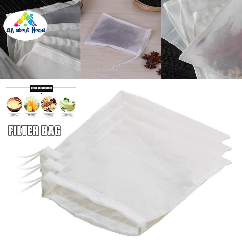 ABH 5pcs Reusable Fine Mesh Nylon Nut Milk Cheese Cloth Bag Cold Brew ...