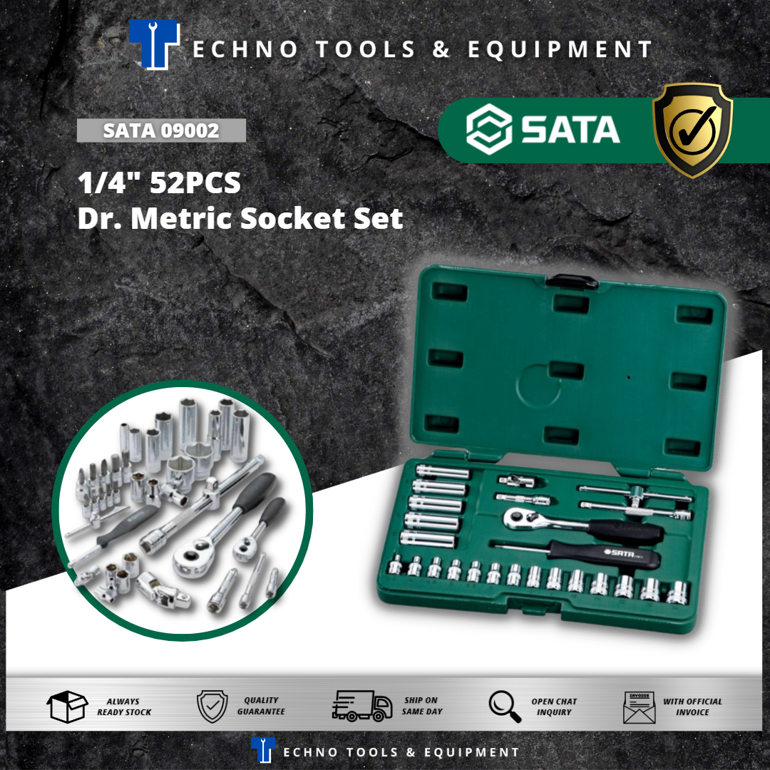 SATA 09002 Socket Set 38pc, 1/4", 1.7kg, Metric | Lazada