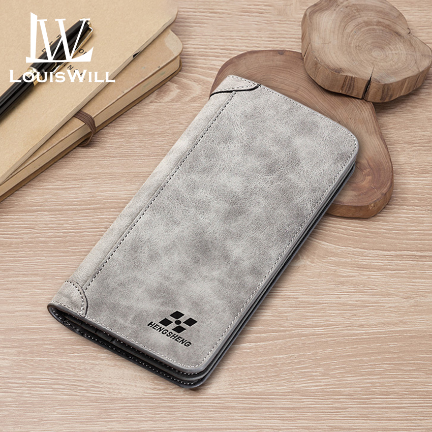 LouisWill Wallet Men Wallets Fashion Men's Long Wallet Casual Large-Capacity Wallet Multi-card Pocket Wallet PU Soft Leather Male Vintage Purse Frosted Wallet Business Wallets Travel Purses Hand Bag Purse