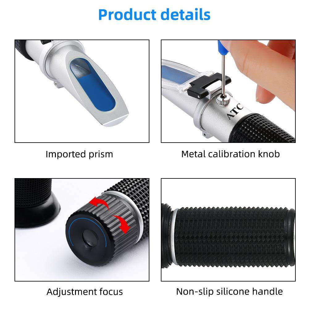 Yieryi Cầm Tay 0-80% Brix Khúc Xạ ATC Tập Trung Cao Đường Công Cụ Test Trái Cây Vị Ngọt Đồng Hồ