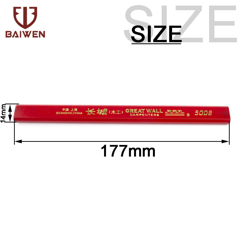 BAIWEN 10Pcs Flat Carpenters Pencils Red/Black Woodworking Construction Marking Tool