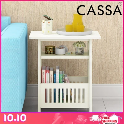 [BIGGER SIZE] Cassa Lusso Coffee Magazine Rack Round End Side Table (White) 44X30CM
