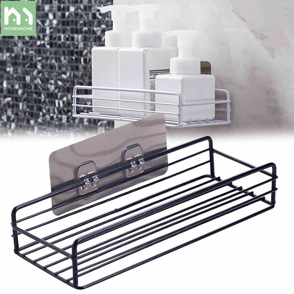 Homenhome Iron Wall Mounted Shelf Bathroom Kitchen Storage Rack Organizer