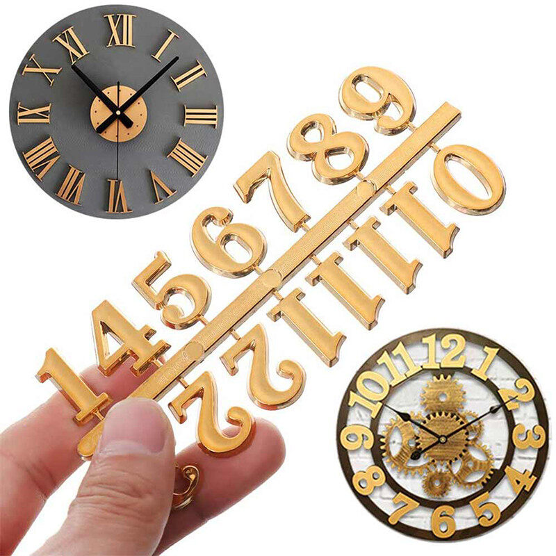 【TaroBall】Set DIY 3D Number Wall Clock Accessories Arabic Roman Numerals Digital Watches Customizable Kit Replacement Gadget Repair Parts Home Decor
