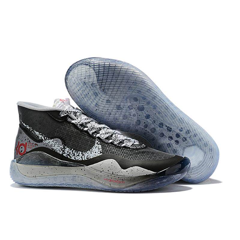2019 Baru Asli Nike_Zoom KD12 EP Serigala Hitam Kevin Durant NBA Sepatu Basket Pria Hitam/Semen Abu-abu/University Red sneaker AR4230-002