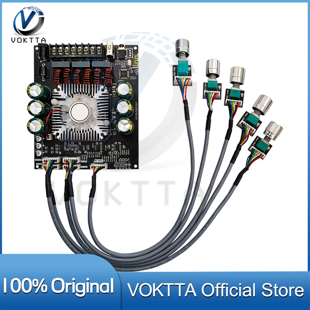Voktta zk-ht22 160wx2+220w 5.1 bluetooth power amplifier board module 2.1 channel 15v-36v tda7498e subwoofer audio power high bass control