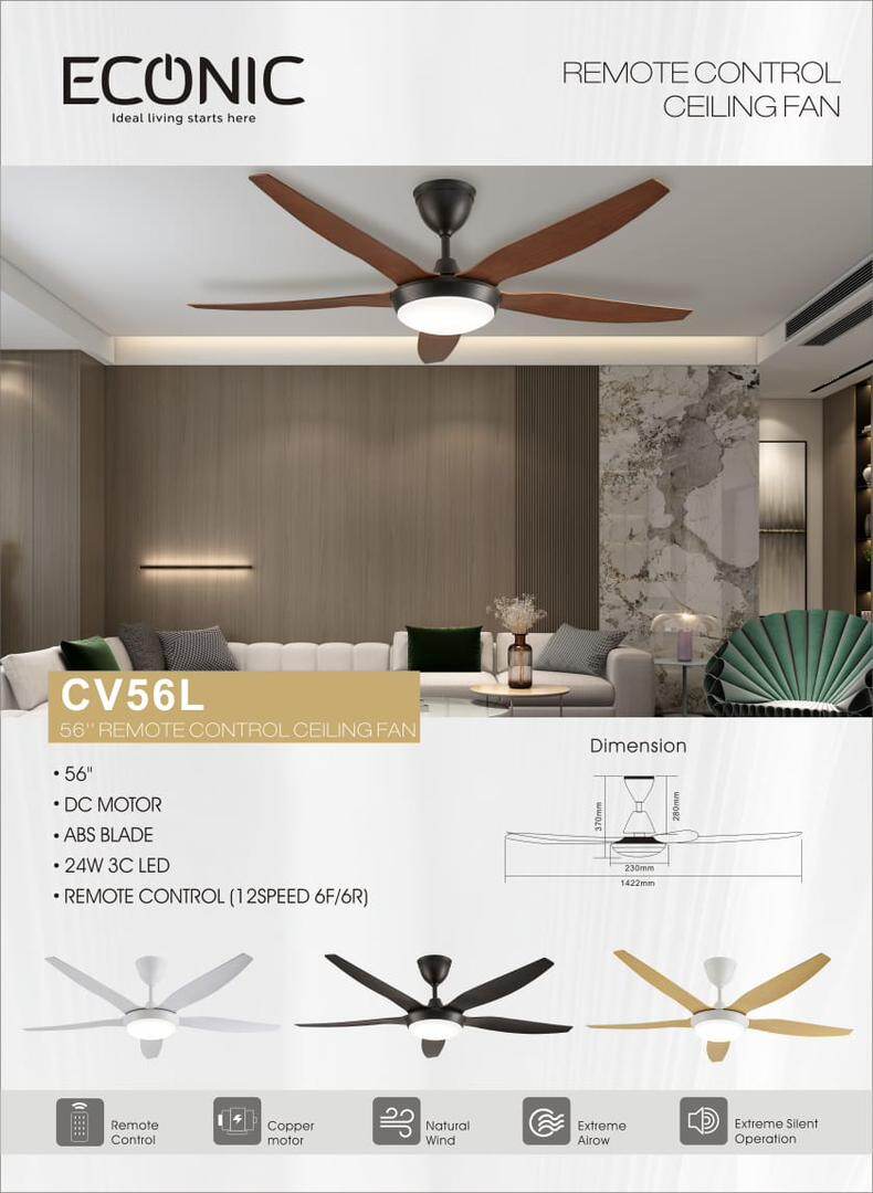 Econic Cyber 56 & 42 Ceiling Fan with Remote Control With light or Without Light | Lazada