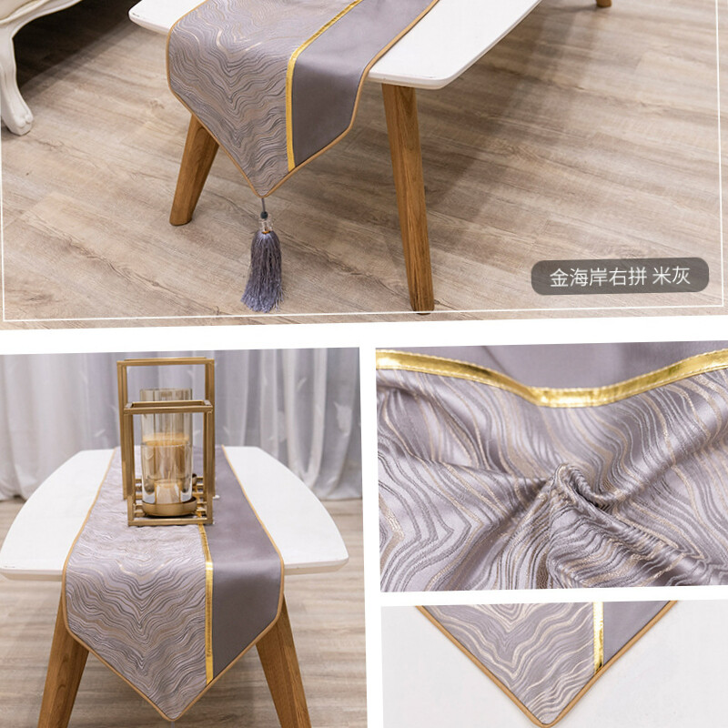 Luxury Table Runner Table Splicing European Jacquard Patchwork Gold Strip Bed Runner Table Flag Fashion Household Adornment Supplies Tea Coffee Table Cloth