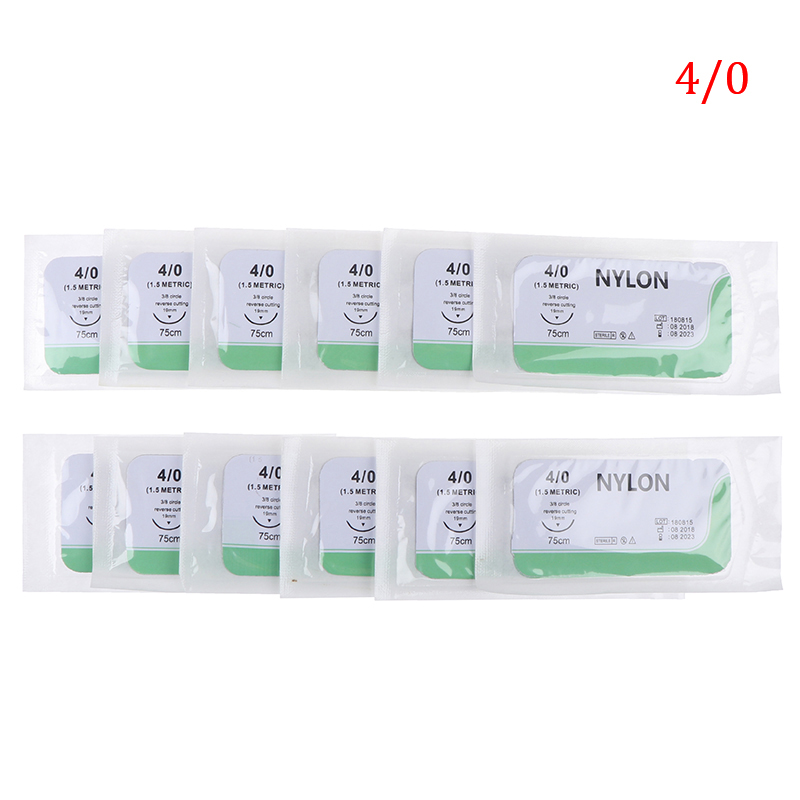 😍boloni 12pcs 2.0/3.0/4.0 needle suture nlon medical thread sterile surgical practice