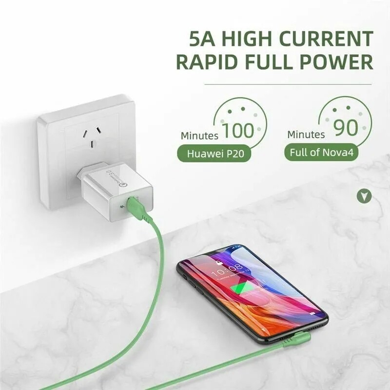 5A Cáp sạc USB 90 độ nhanh chóng sạc Micro USB Type C dây dữ liệu Silicone lỏng dòng cho Android/IOS/điện thoại USB bền ngày Cáp