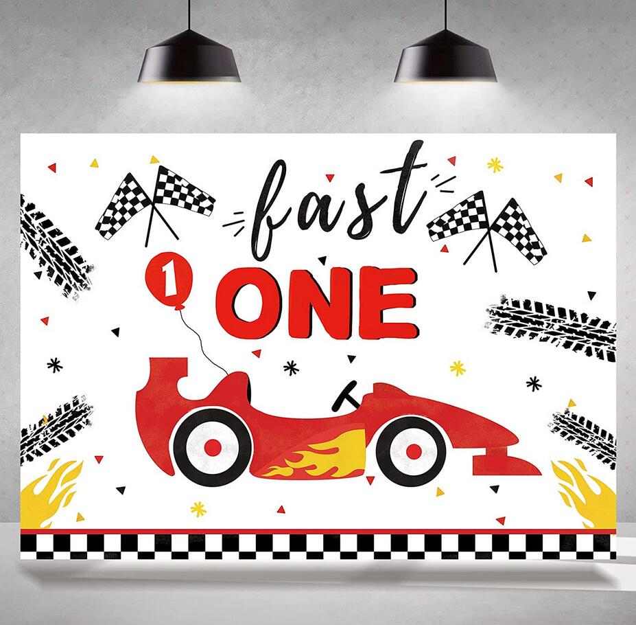 thumbnail image 2 of Fast One Balloon Banner Retro Race Car Birthday Party 1st Birthday Party Decorations 1 Speedy Year Race Car Balloons Race Car Themed Decor 2 of 11