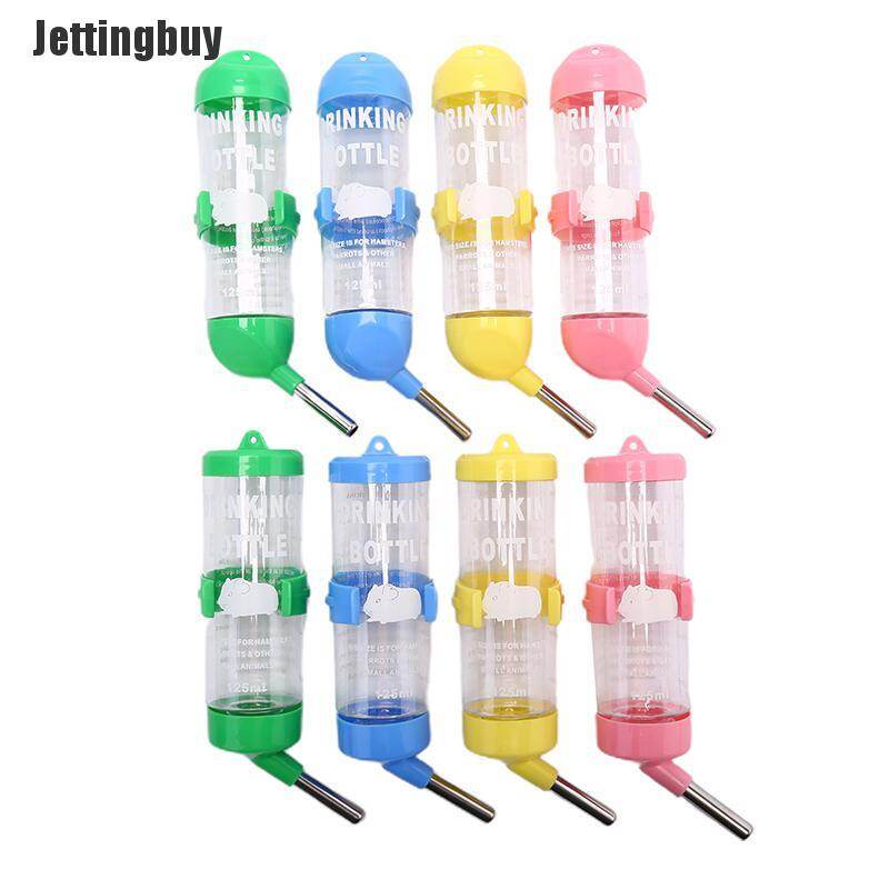 [Jettingbuy] 125ml Plastic Hamster Drinker Water Bottle Dispenser Hanging Pet Drinking Bottle Random Color
