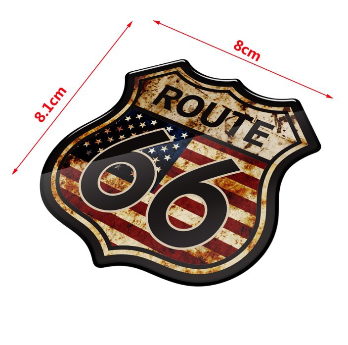 Route 66 Sticker Harley Retro Shield Motorcycle Sticker Fuel Tank Cap Sticker Scratch Sticker 3D Soft Rubber Reflective Decal