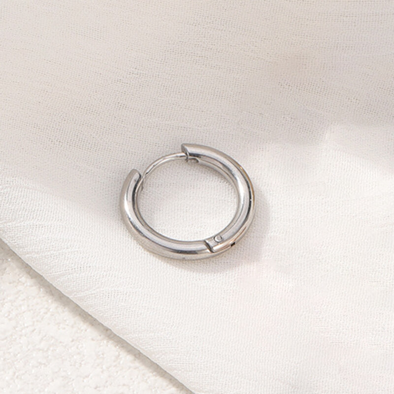 SAWU ] Punk Rock Rhodium Hoop Tấn Thép Tròn Không Gỉ Bông Tai Cho Phụ Nữ Đàn Ông Khuyên Tai