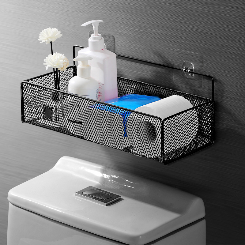 Loozykit Wall-Mounted Storage Rack Punch Free Bathroom Shelf Kitchen Hanging Basket Shampoo Holder Corner Shelves