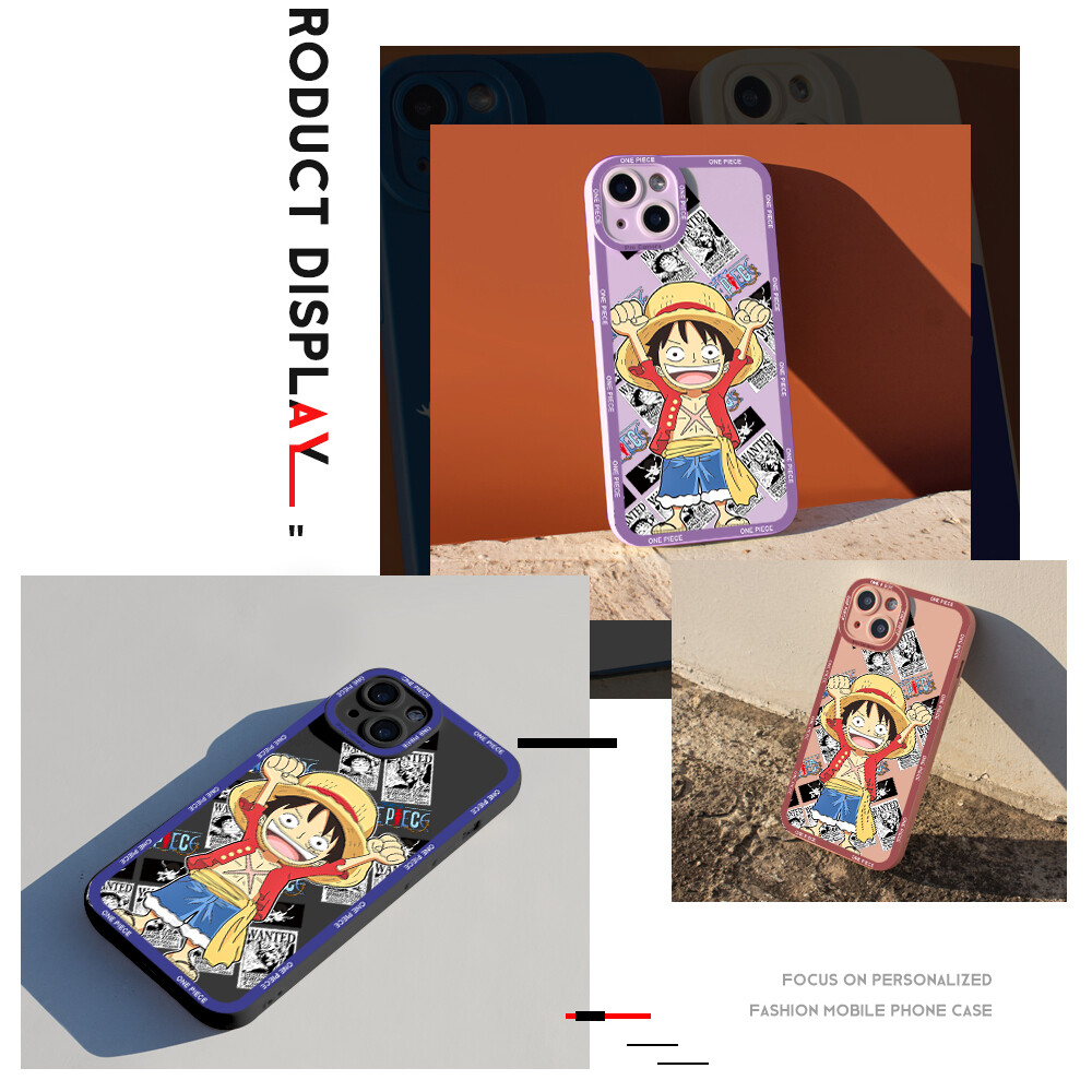 Hontinga Casing Case For Xiaomi Redmi Note 9 Pro Note 9S Case Cartoon Anime Luffy Square Soft Silicone Full Cover Camera Protection Shockproof Rubber Cases Back Cover Phone Casing Softcase For Boys Girls