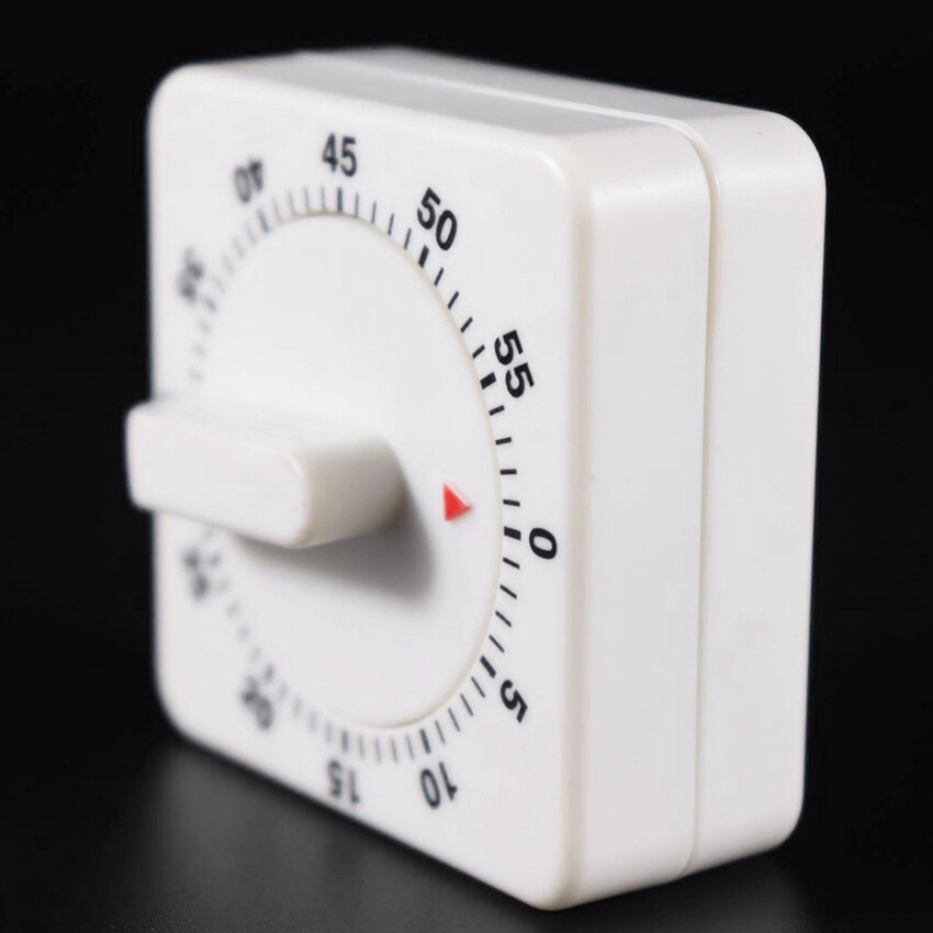 60 Minutes Kitchen Timer Count Down Silent Alarm Reminder White Square Mechanical Timer For Kitchen Classroom Homework Office