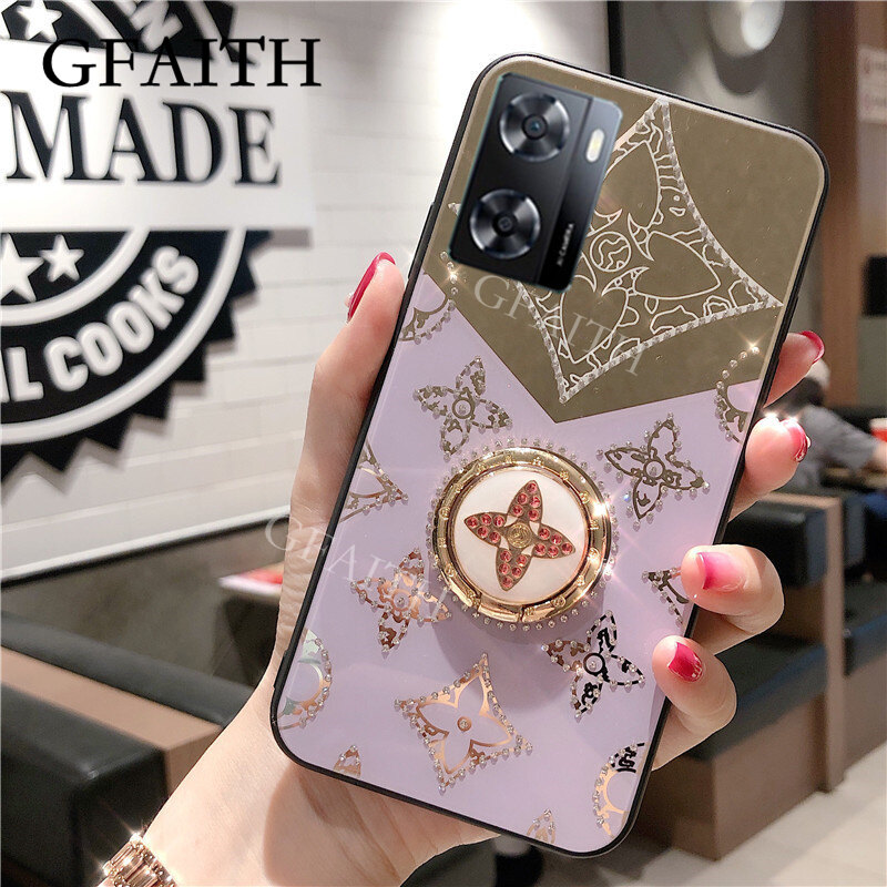 Gfaith phone case oppo reno11 pro 5g reno10 10pro a17 oppo a78 5g a58 a57 4g 2022 a77 5g oppo a77s a17 a17k fancy glove diamond ring detector acrylic back case oppo a77 5g a77s
