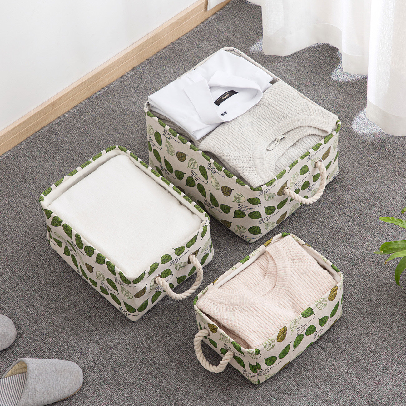 Homenhome Clothes Sorting Basket Desktop Storage Basket Fabric Kitchen Snack Organizing Basket