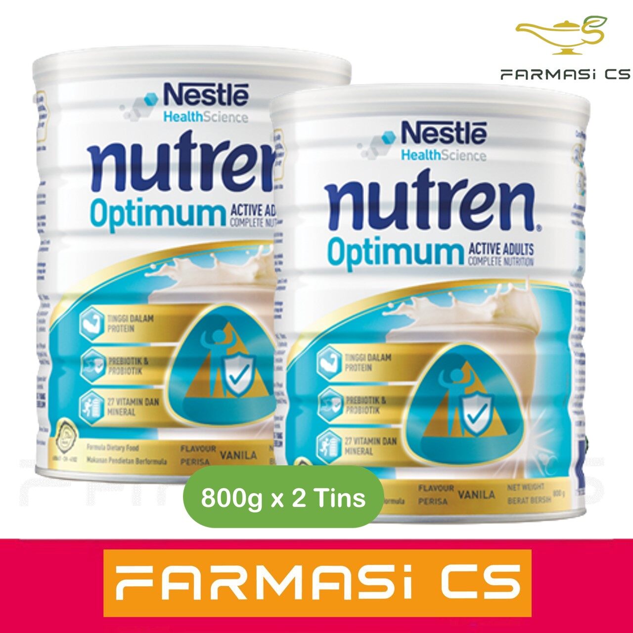Nestle Nutren Optimum Active Adults Complete Nutrition 800g x 2 (TWIN) EXP:03/2023
