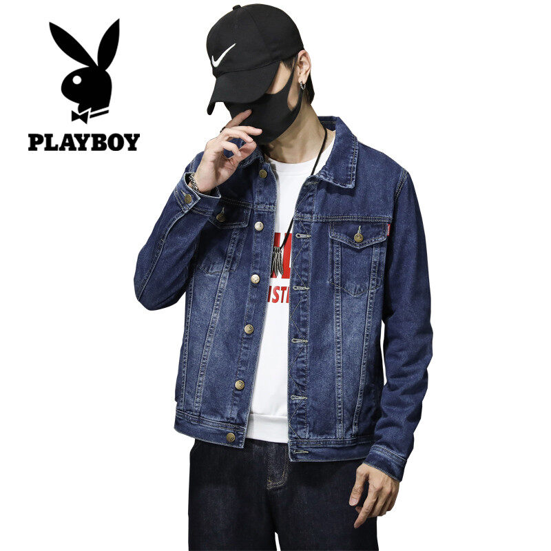 PLAYBOY Men's New Denim Jacket Retro Wide Shoulder Loose Large Size Fashion Jacket Slim Denim Jacket