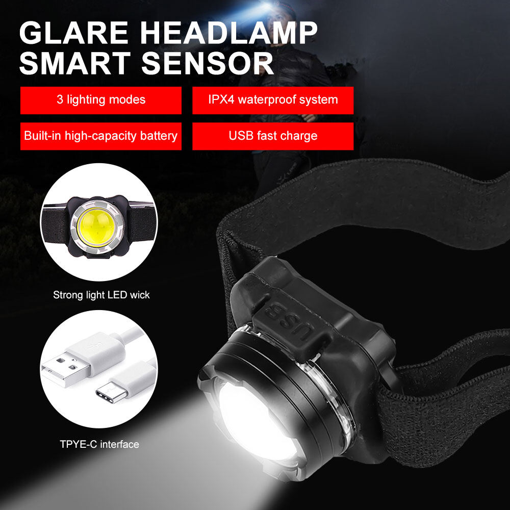 【Hot Sales】VIRWIR LED Small Mini Headlight Red and White Light Work Light 3 Lighting Modes Rechargeable Outdoor Lighting Strong Light Small Headlight 100000LM