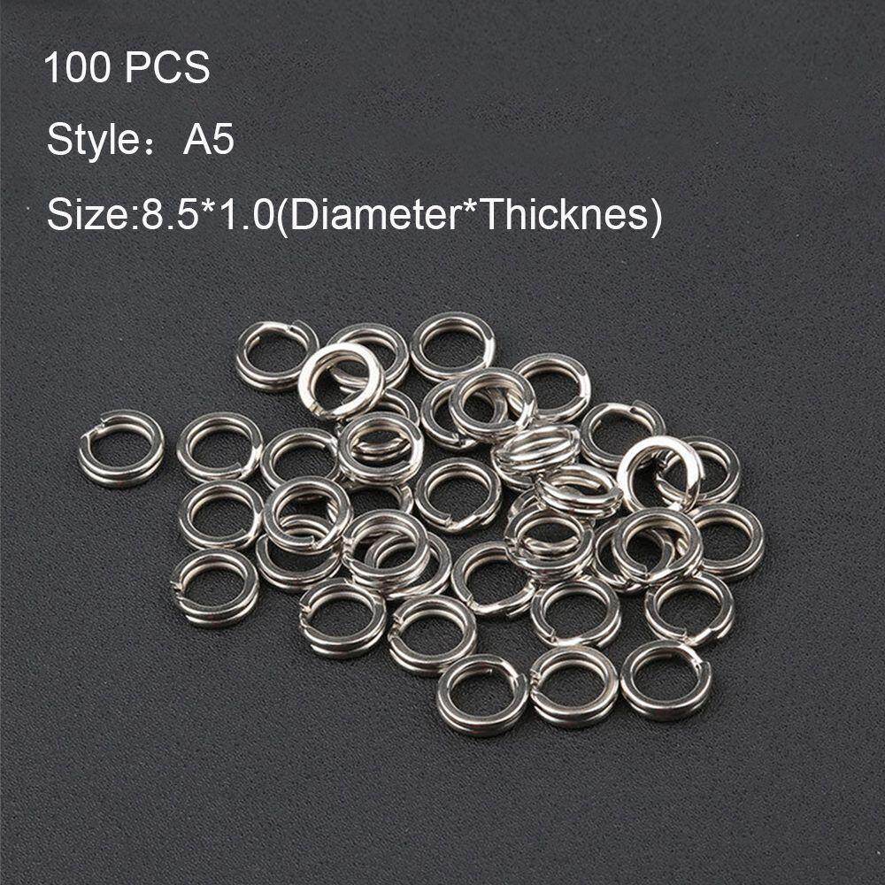 100PCS Portable Hot High Quality Durable Stainless Steel Fish Connector Fishing Split Rings Swivel Snap