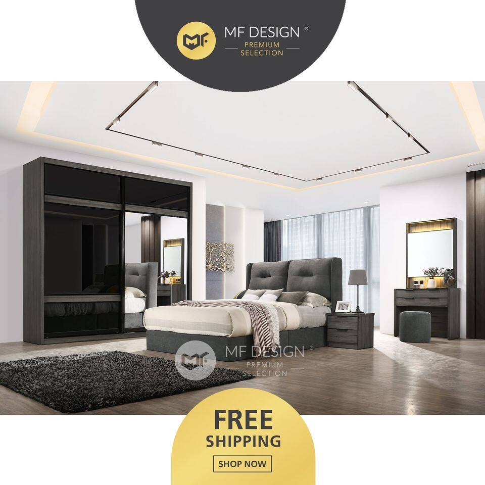 MFD Premium Bedroom Set 5 / King Queen Bed / 8X8 Wardrobe / Dresser ...
